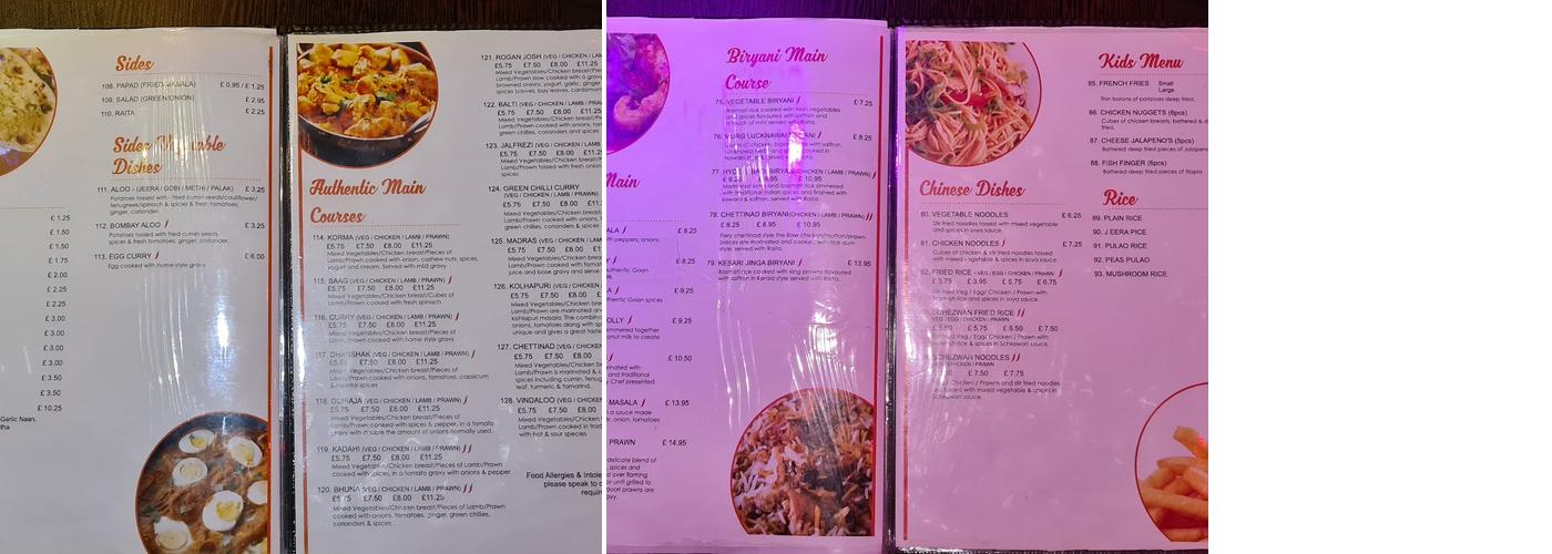 Dawat Restaurant, Hayes Menu