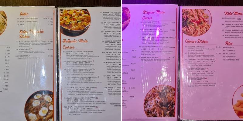Dawat Restaurant, Hayes Menu
