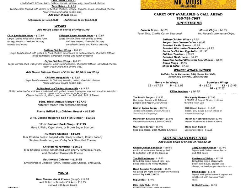 Mr Mouse Menu