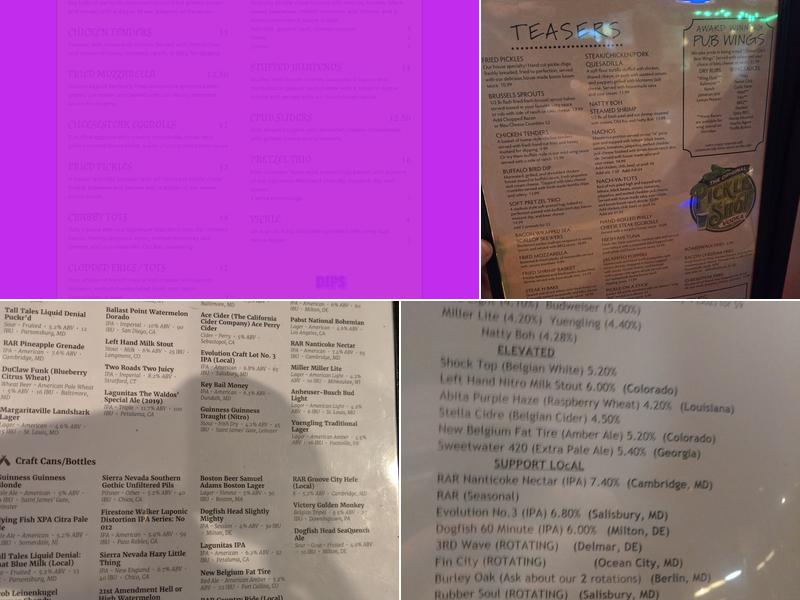 Pickles Pub Menu