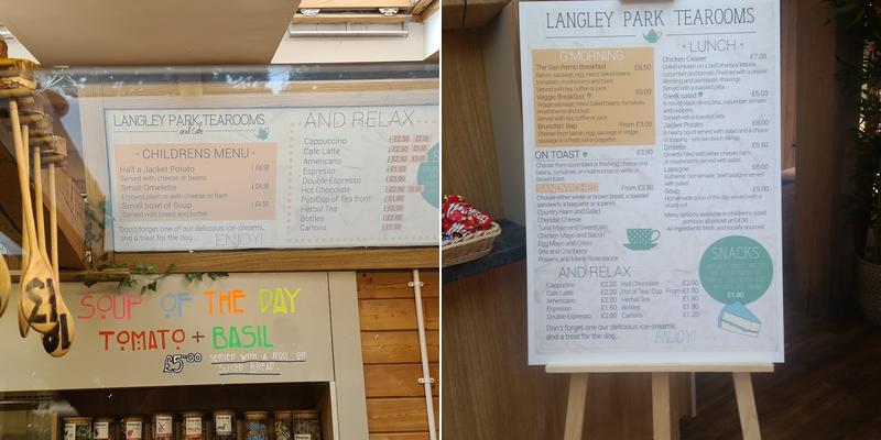 Langley Park Tearoom Menu