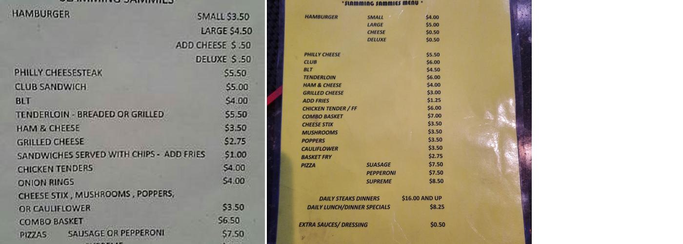 Slammin Sammies Menu