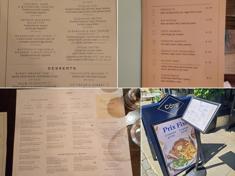 Côte Cirencester Menu