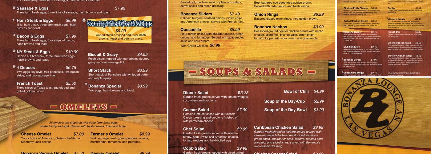 Bonanza Lounge Menu