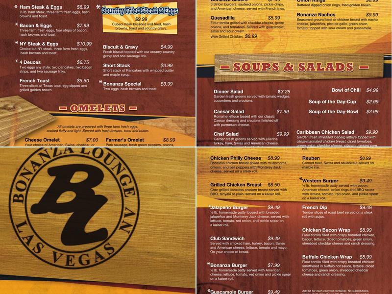 Bonanza Lounge Menu