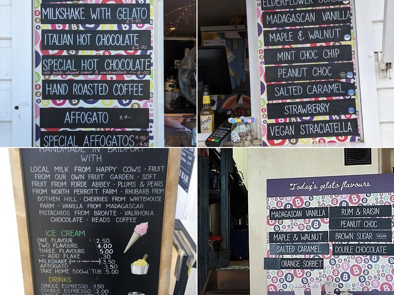 Baboo Gelato Lyme Regis Menu