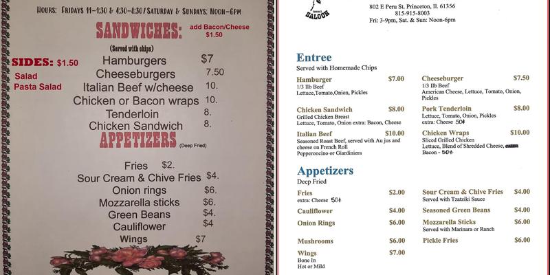 Black Rose Saloon Menu