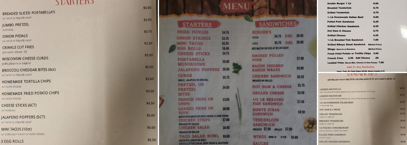 Rosedale Taverns Menu