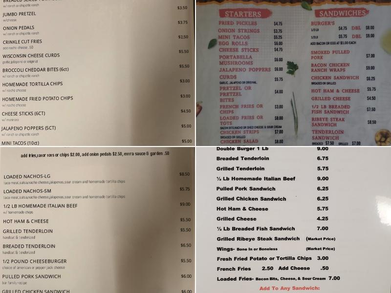 Rosedale Taverns Menu