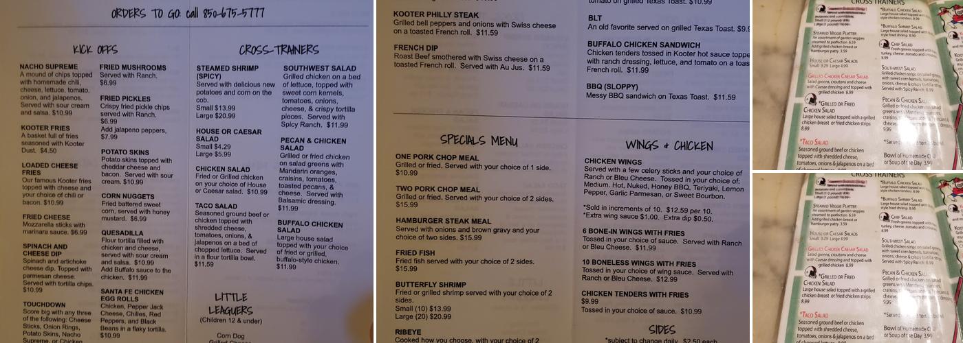 Kooter Browns of Jay Inc Menu