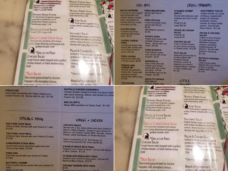 Kooter Browns of Jay Inc Menu