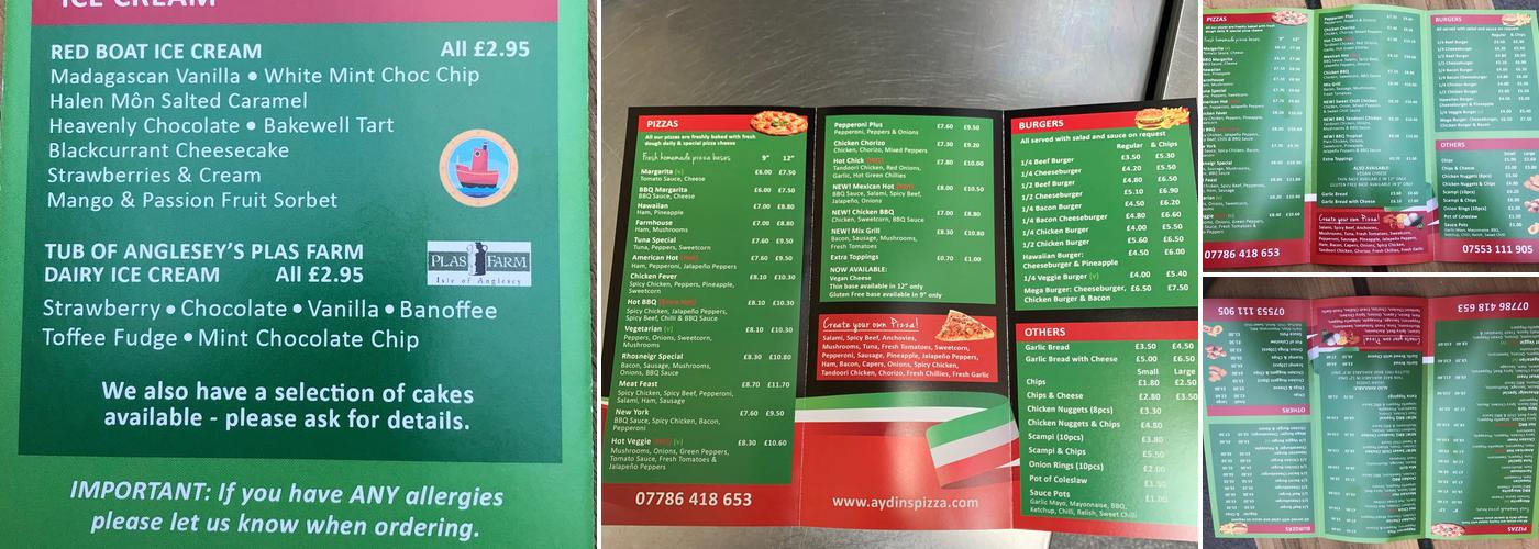 Aydin's pizza Menu