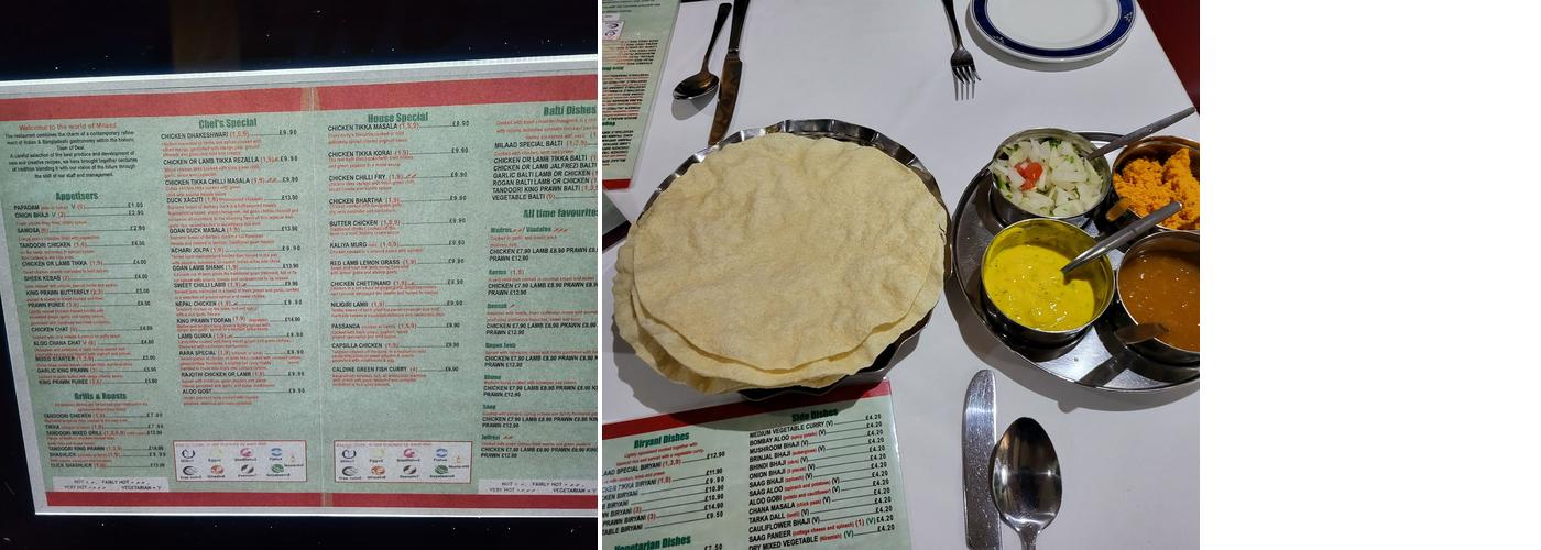 Milaad Tandoori Menu