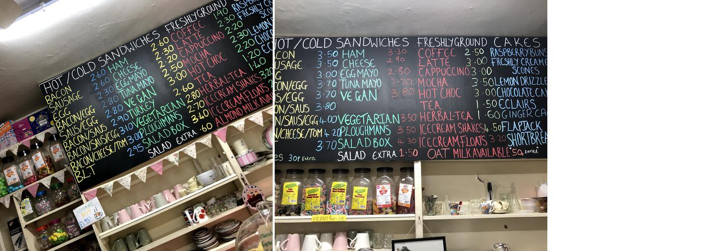 Hudsons Icecream Shop Menu