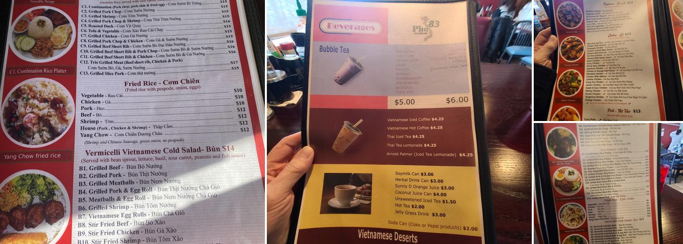 Phó 83 Menu