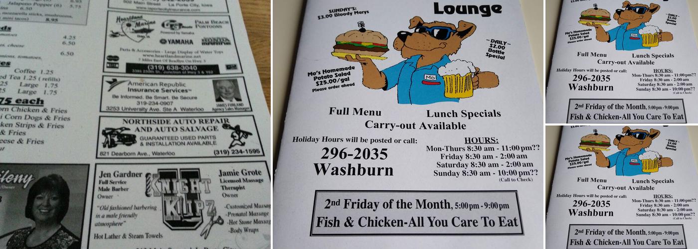 Mo's One More Lounge Menu