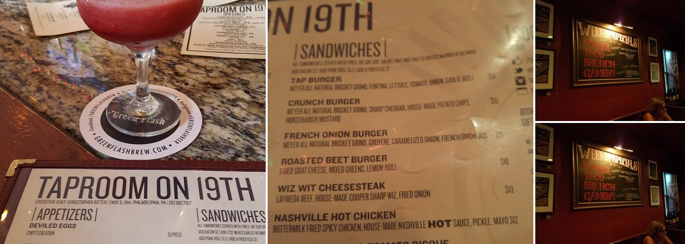 Tap Room On 19th Menu