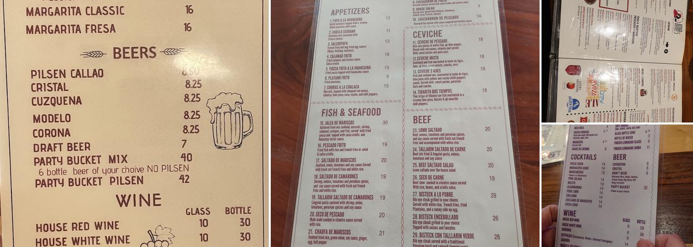 Lola’s Peruvian Menu