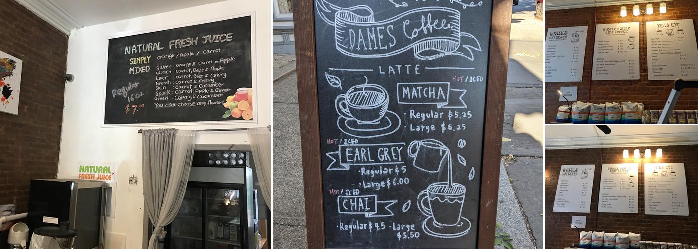 Dames Coffee Espresso Bar Menu