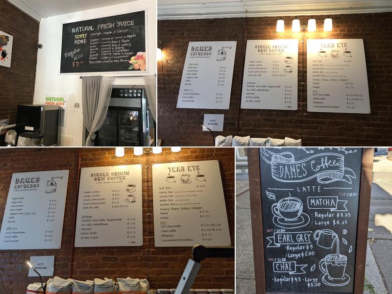 Dames Coffee Espresso Bar Menu