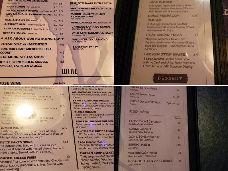 The Lazy Moose Menu