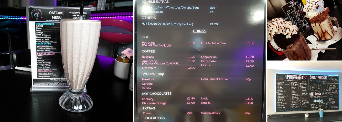Oatcakes & Milkshakes Menu