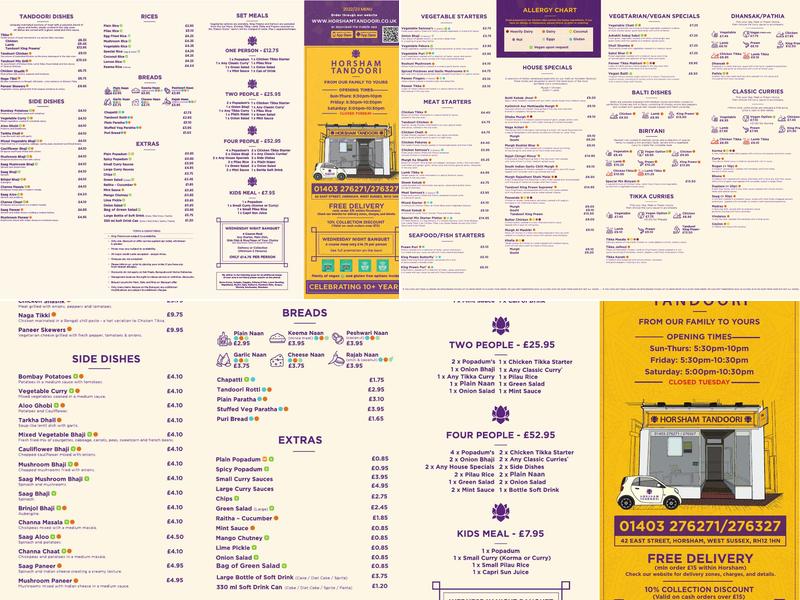 Horsham Tandoori Menu