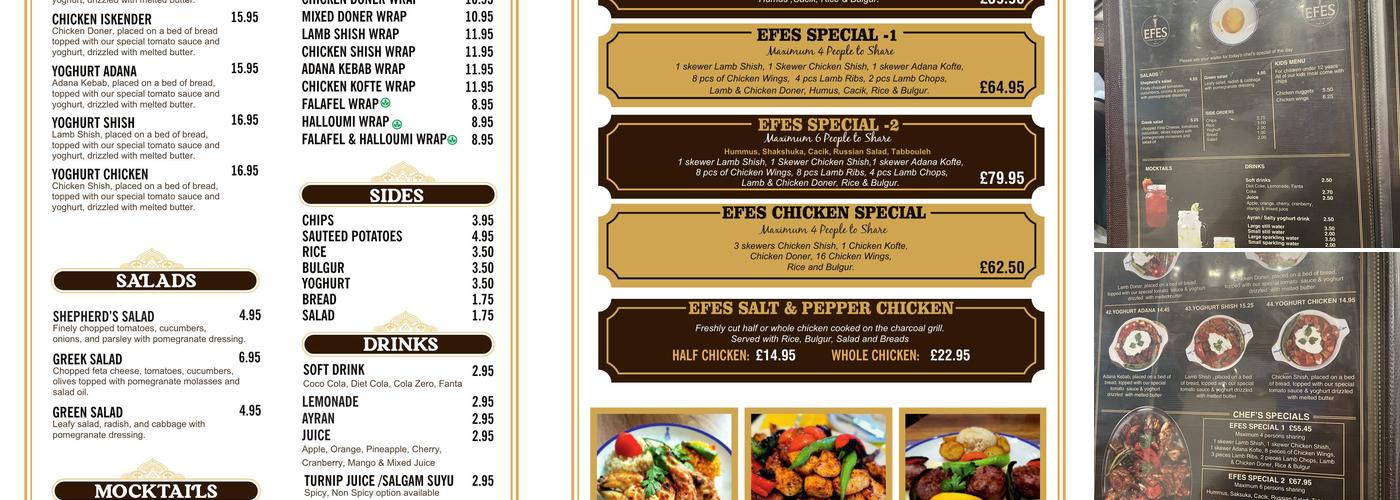 Efes Turkish Restaurant Menu