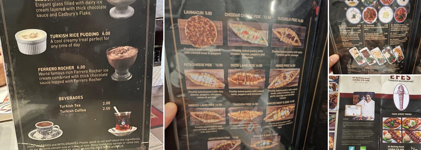 Efes Restaurant Menu