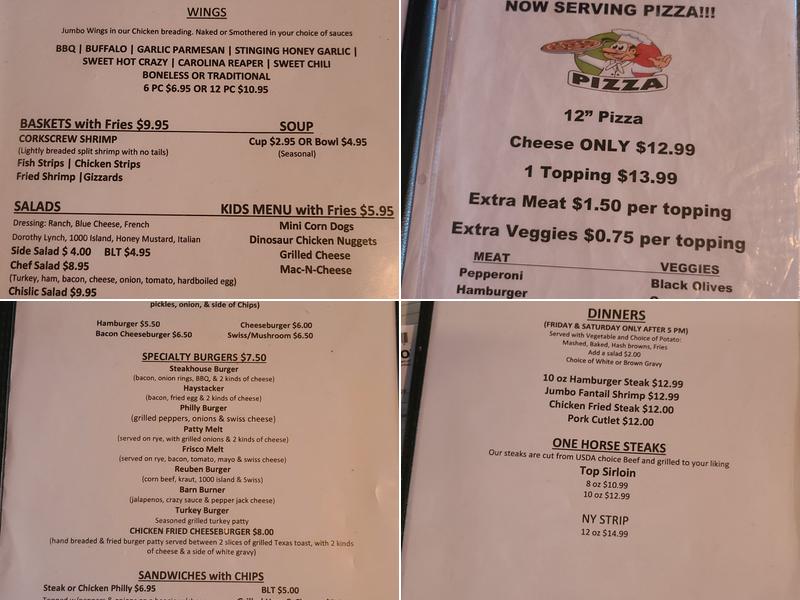 One Horse Saloon Menu