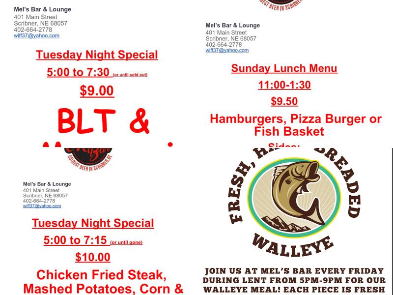 Mel's Bar & Lounge Menu