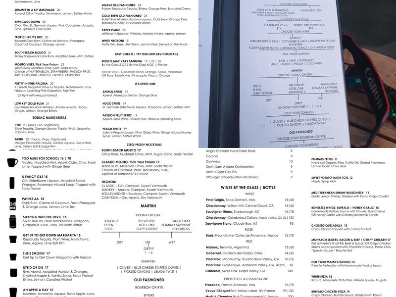 Monarch Rooftop Menu