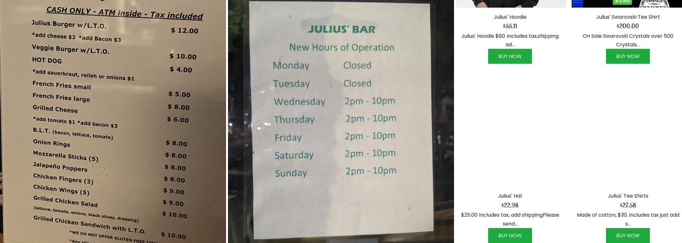 Julius' Menu