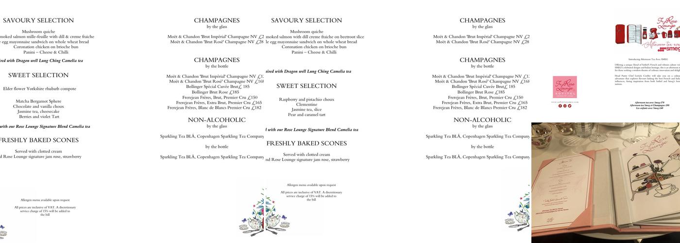 The Rose Lounge Menu