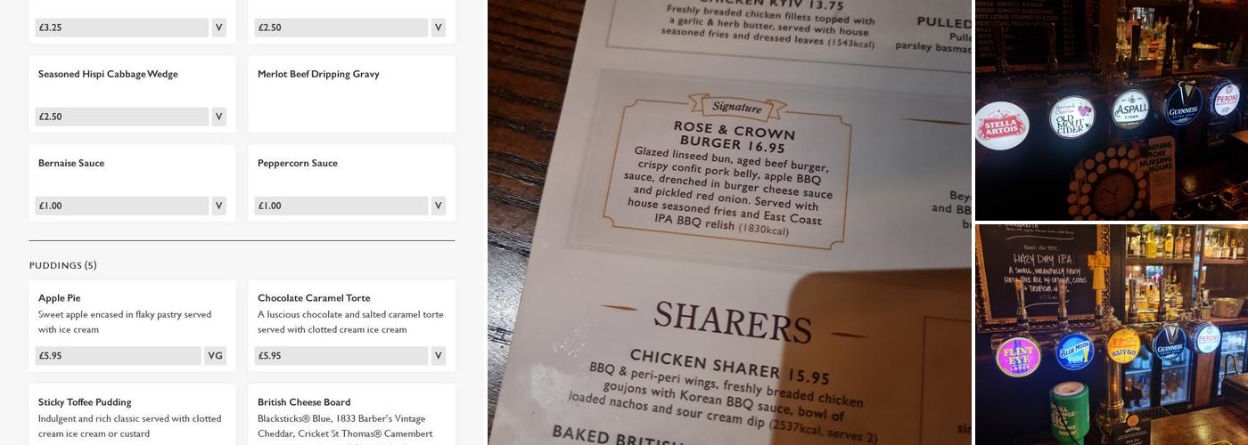 Rose & Crown Mayfair Menu