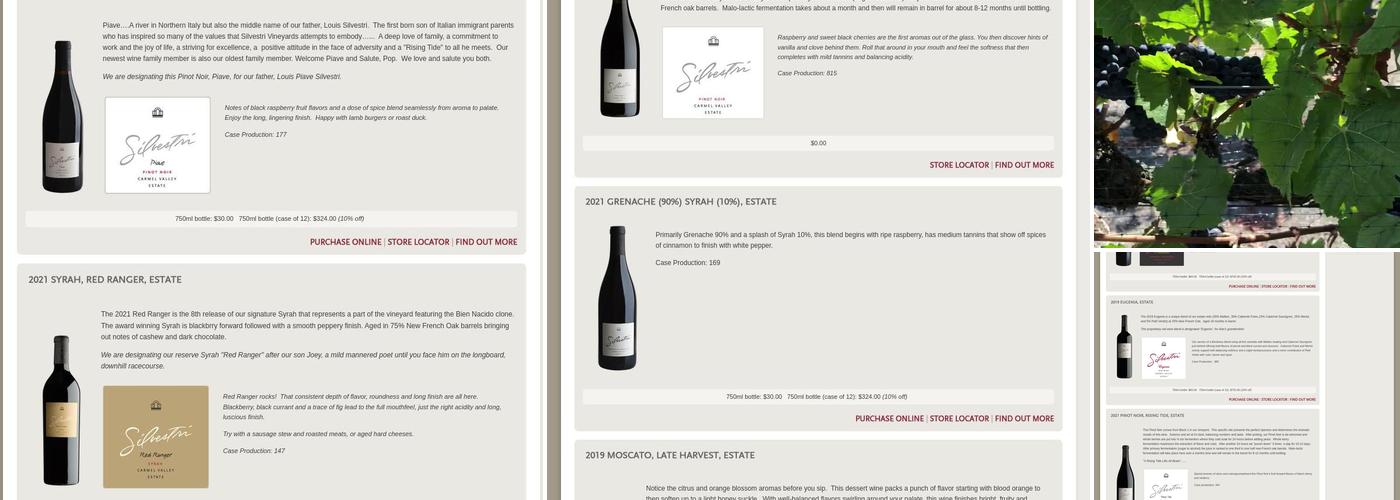 Silvestri Vineyards Menu