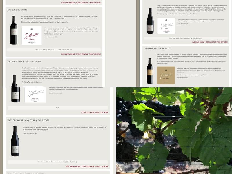 Silvestri Vineyards Menu