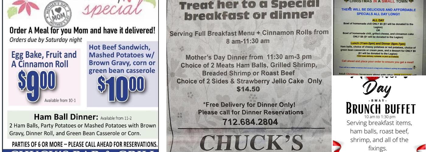 Chucks Bar & Grill Menu