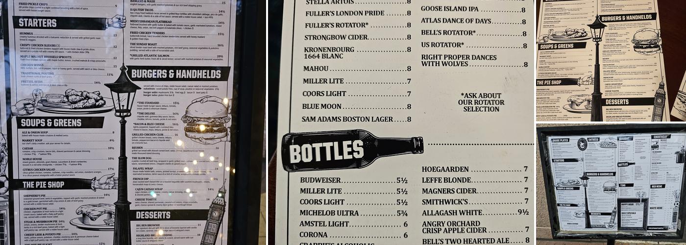 Elephant & Castle Menu