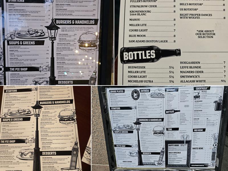 Elephant & Castle Menu