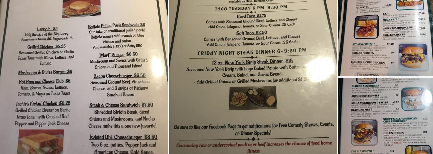 Green Diamond Junction Menu