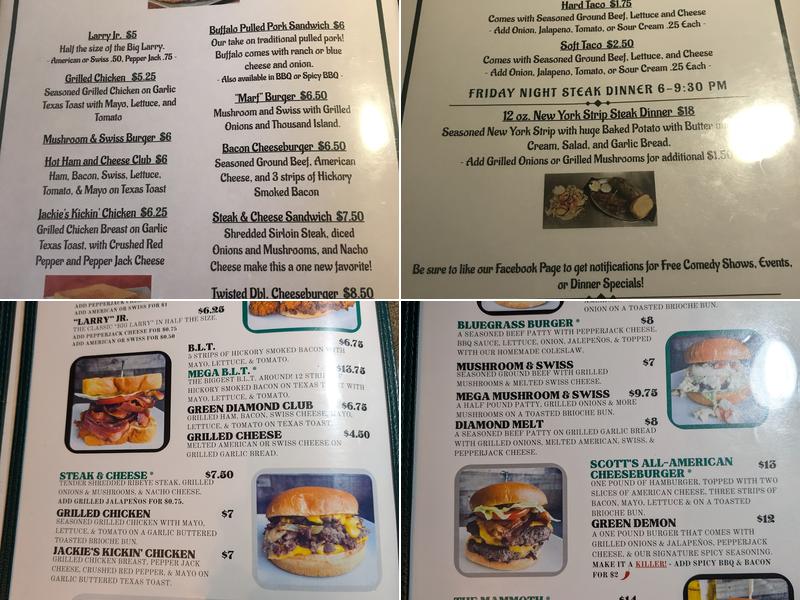 Green Diamond Junction Menu