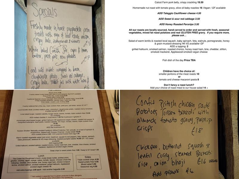 The Crown Inn Menu
