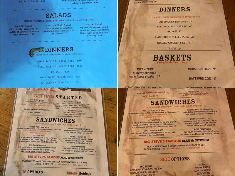 Goldmine Grill And Saloon Menu