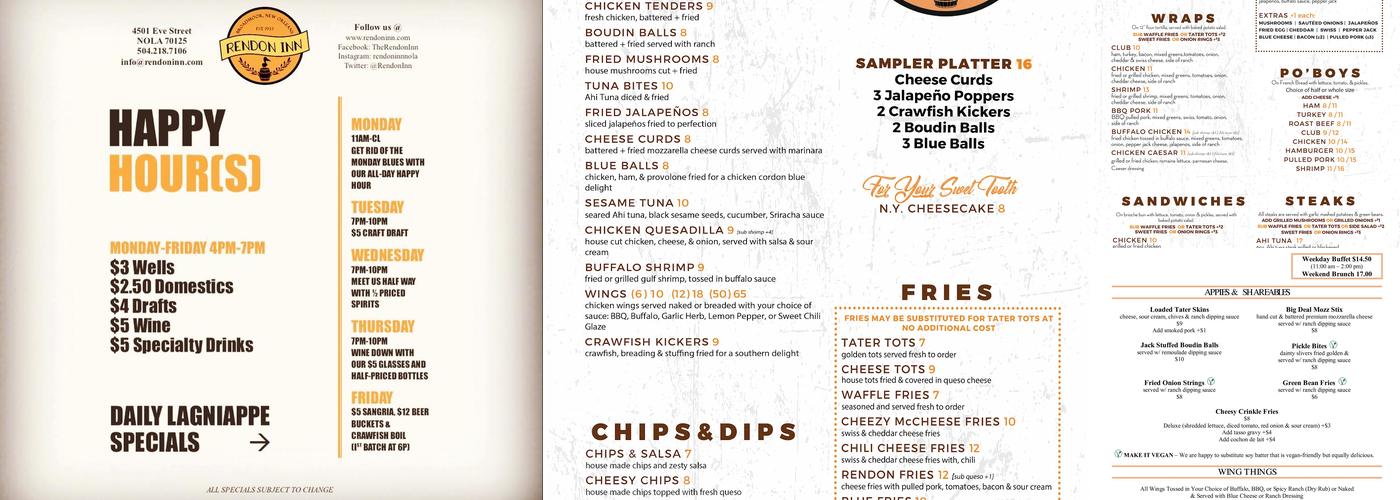 Rendon Inn Menu