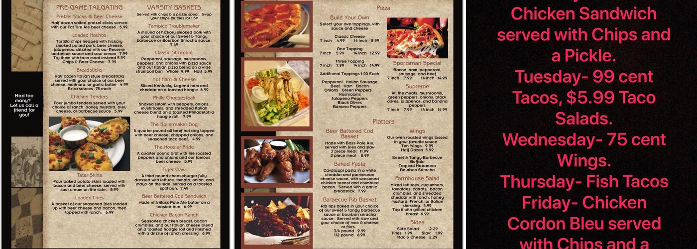 The Thirsty Sportsman Menu