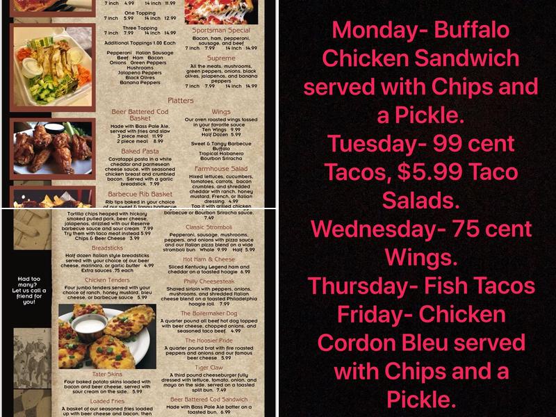 The Thirsty Sportsman Menu