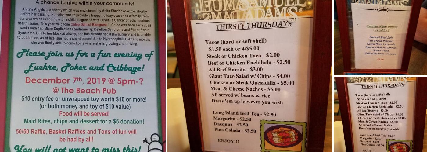 Beach Pub Menu