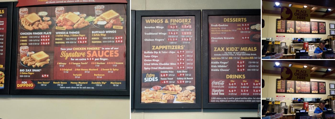Zaxby's Chicken Fingers & Buffalo Wings Menu