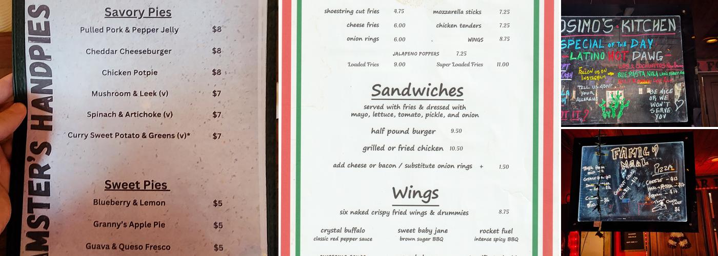 Cosimo's Bar Menu